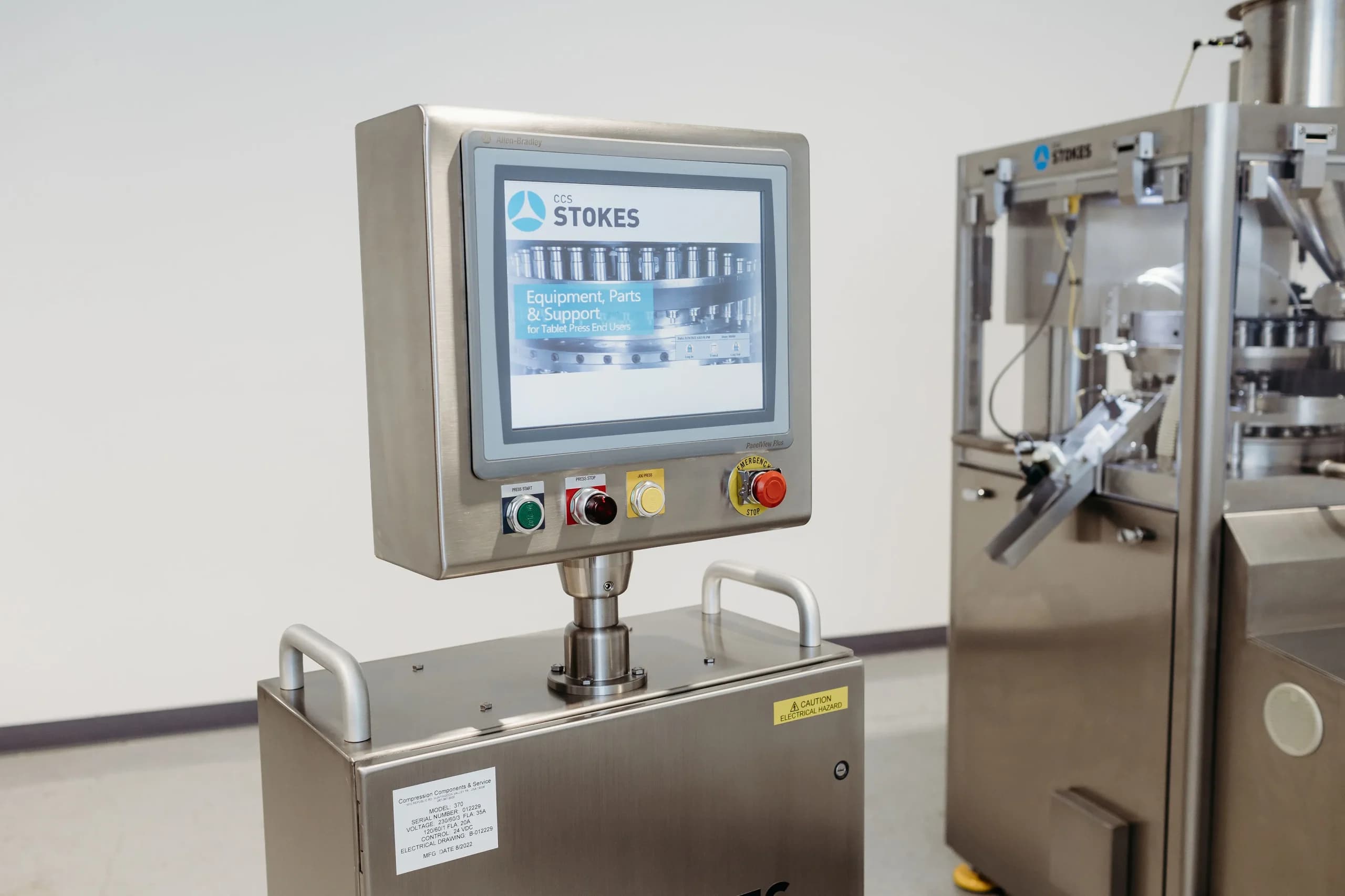 Upgraded control system on Stokes Tablet Press.
