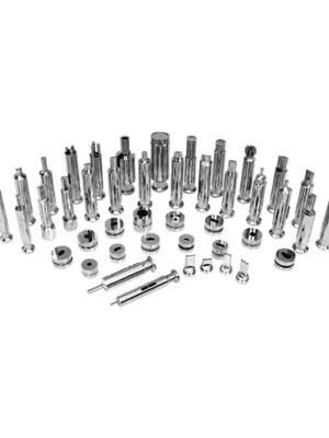 An assortment of tablet press punches and dies.