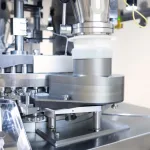 Close up of hopper/feeder area of the Stokes 720 rotary tablet press.